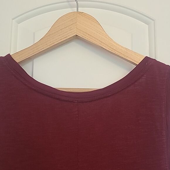 Caslon Modal Blend Scoop Neck Flared Bottom High Low Tank Burgundy Dress Size M - Picture 9 of 11